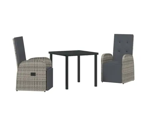 Dārza Ēdamistabas Komplekts 3 Pcs Pelēka 80 X 80 X 73 Cm Vidaxl