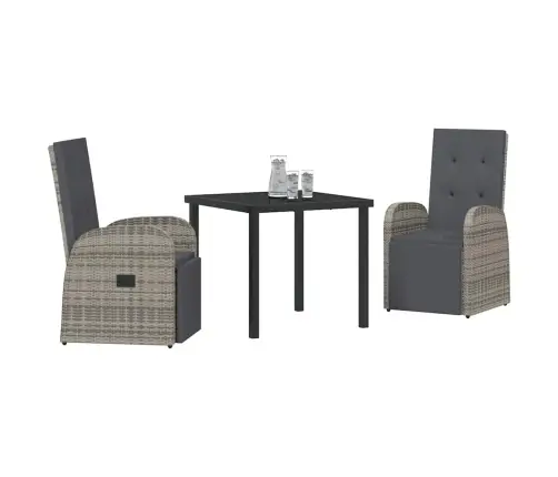 Dārza Ēdamistabas Komplekts 3 Pcs Pelēka 80 X 80 X 73 Cm Vidaxl