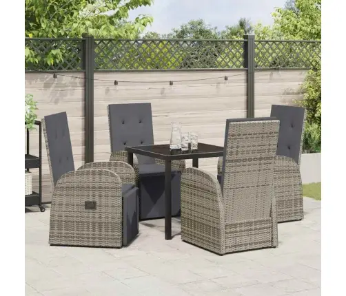 Dārza Ēdamistabas Komplekts 5 Pcs Pelēka 80 X 80 X 73 Cm Vidaxl