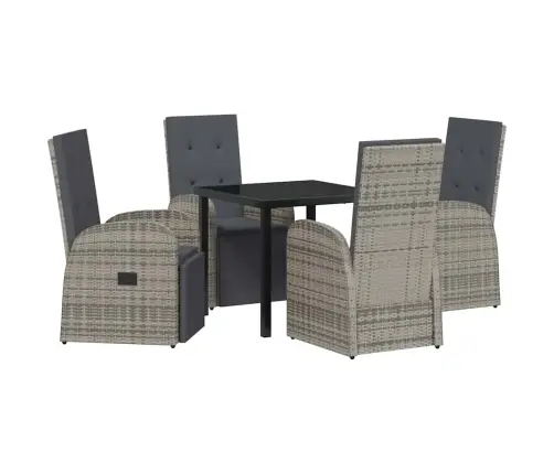 Dārza Ēdamistabas Komplekts 5 Pcs Pelēka 80 X 80 X 73 Cm Vidaxl