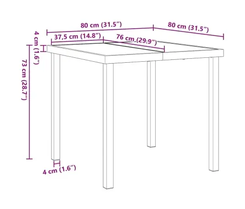 Dārza Ēdamistabas Komplekts 5 Pcs Pelēka 80 X 80 X 73 Cm Vidaxl