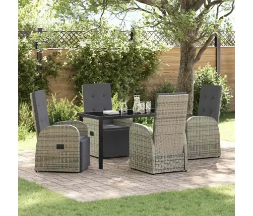 Sodo Valgomojo Komplektas Su Pagalve 5 Pcs Pilka Poliratanas