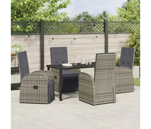 Sodo Valgomojo Komplektas Su Pagalve 5 Pcs Pilka Poliratanas