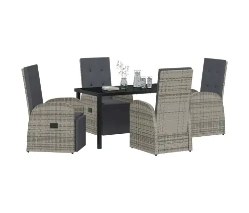 Sodo Valgomojo Komplektas Su Pagalve 5 Pcs Pilka Poliratanas