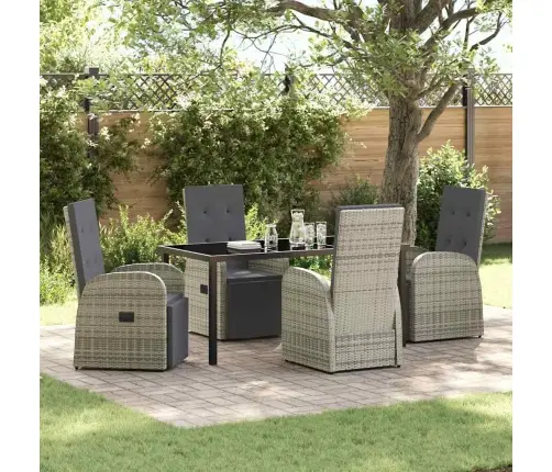 Sodo Valgomojo Komplektas Su Pagalve 5 Pcs Pilka Poliratanas