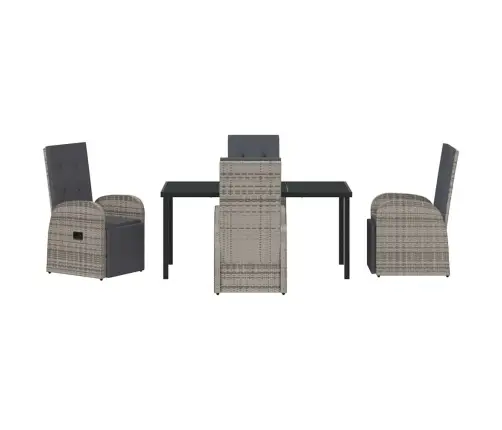 Sodo Valgomojo Komplektas Su Pagalve 5 Pcs Pilka Poliratanas