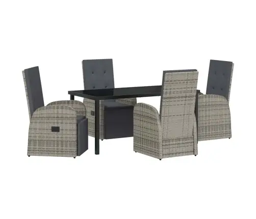 Sodo Valgomojo Komplektas Su Pagalve 5 Pcs Pilka Poliratanas