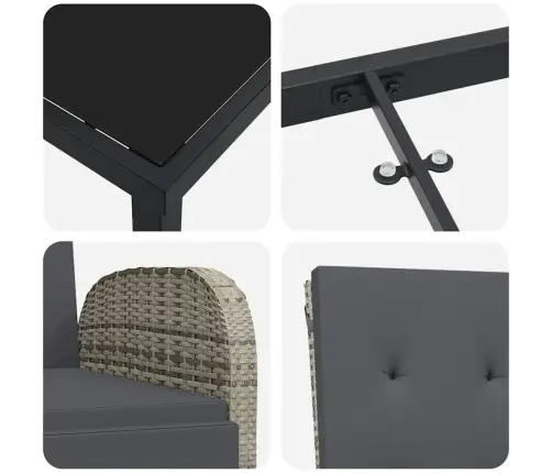 Dārza Ēdamgalds 7 Pcs Pelēka 160 X 80 X 73 Cm Pe Ratanis Vidaxl