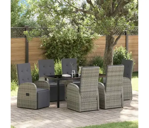 Dārza Ēdamgalds 7 Pcs Pelēka 160 X 80 X 73 Cm Pe Ratanis Vidaxl