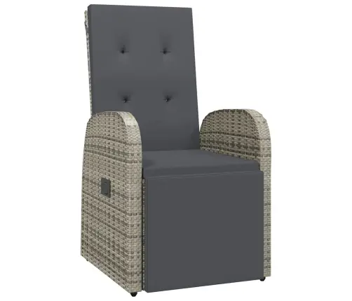 Dārza Ēdamgalds 7 Pcs Pelēka 160 X 80 X 73 Cm Pe Ratanis Vidaxl