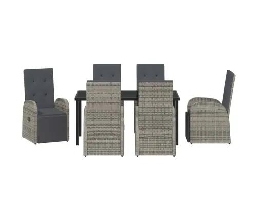 Dārza Ēdamgalds 7 Pcs Pelēka 160 X 80 X 73 Cm Pe Ratanis Vidaxl