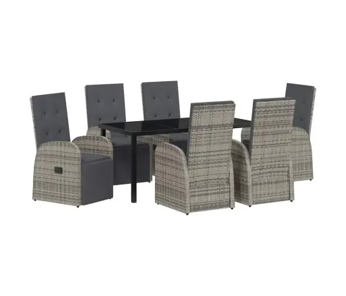 Dārza Ēdamgalds 7 Pcs Pelēka 160 X 80 X 73 Cm Pe Ratanis Vidaxl