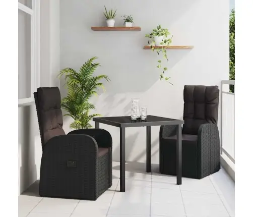 Atzveltnes Dārza Krēsli Ar Spilvenu 3 Pcs Melna 80 X 80 X 73 Cm Vidaxl