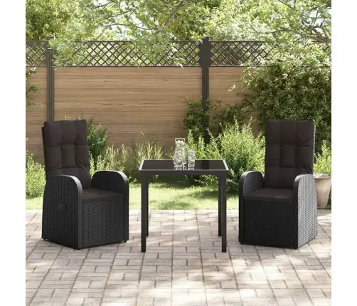 Atzveltnes Dārza Krēsli Ar Spilvenu 3 Pcs Melna 80 X 80 X 73 Cm Vidaxl