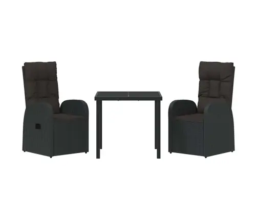 Atzveltnes Dārza Krēsli Ar Spilvenu 3 Pcs Melna 80 X 80 X 73 Cm Vidaxl