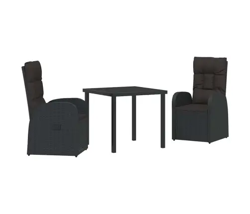 Atzveltnes Dārza Krēsli Ar Spilvenu 3 Pcs Melna 80 X 80 X 73 Cm Vidaxl