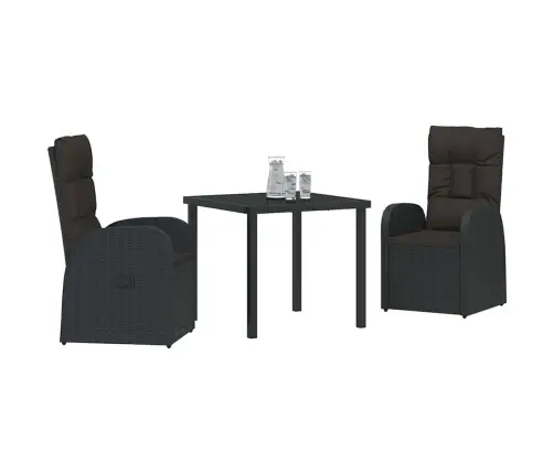 Atzveltnes Dārza Krēsli Ar Spilvenu 3 Pcs Melna 80 X 80 X 73 Cm Vidaxl