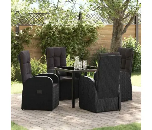 Atzveltnes Dārza Krēsli Ar Spilvenu 5 Pcs Melna 80 X 80 X 73 Cm Vidaxl