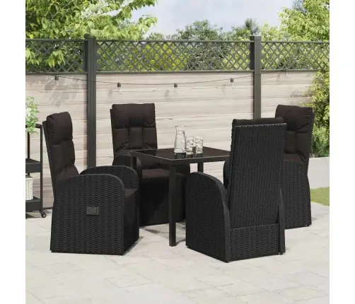 Atzveltnes Dārza Krēsli Ar Spilvenu 5 Pcs Melna 80 X 80 X 73 Cm Vidaxl