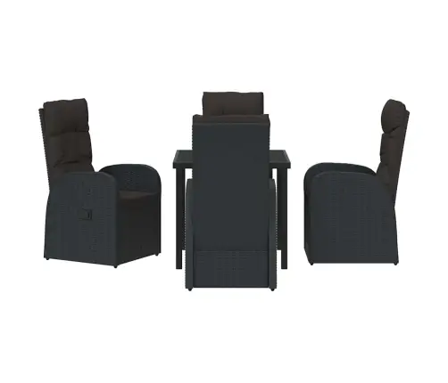 Atzveltnes Dārza Krēsli Ar Spilvenu 5 Pcs Melna 80 X 80 X 73 Cm Vidaxl