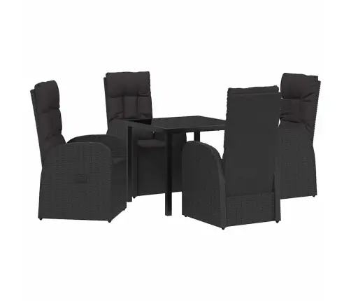 Atzveltnes Dārza Krēsli Ar Spilvenu 5 Pcs Melna 80 X 80 X 73 Cm Vidaxl