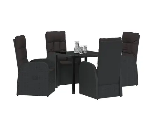 Atzveltnes Dārza Krēsli Ar Spilvenu 5 Pcs Melna 80 X 80 X 73 Cm Vidaxl