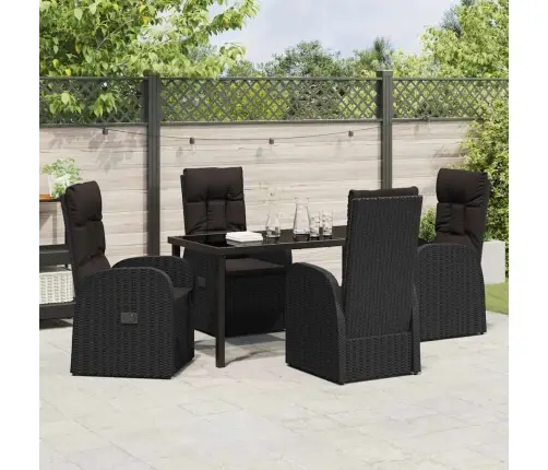 Atzveltnes Dārza Krēsli 5 Pcs Melna 140 X 70 X 73 Cm Vidaxl