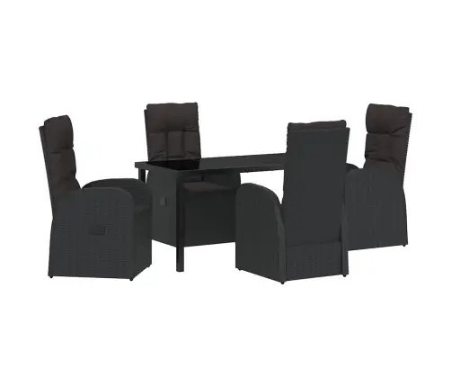 Atzveltnes Dārza Krēsli 5 Pcs Melna 140 X 70 X 73 Cm Vidaxl