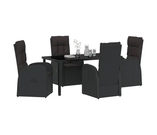 Aia Söögilaudade Komplekt Padjaga 5 Pcs Must Polürotang