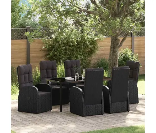 Aia Söögilaudade Komplekt Padjaga 7 Pcs Must Polürotang