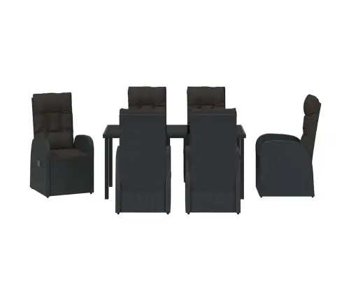 Aia Söögilaudade Komplekt Padjaga 7 Pcs Must Polürotang