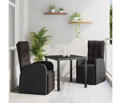 Atzveltnes Dārza Krēsli Ar Spilvenu 3 Pcs Melna 80 X 80 X 73 Cm Vidaxl