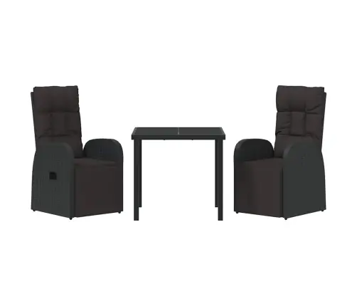 Atzveltnes Dārza Krēsli Ar Spilvenu 3 Pcs Melna 80 X 80 X 73 Cm Vidaxl