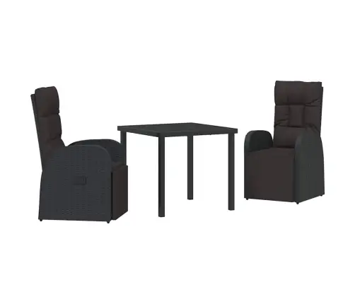 Atzveltnes Dārza Krēsli Ar Spilvenu 3 Pcs Melna 80 X 80 X 73 Cm Vidaxl