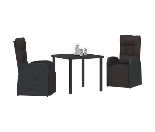 Atzveltnes Dārza Krēsli Ar Spilvenu 3 Pcs Melna 80 X 80 X 73 Cm Vidaxl