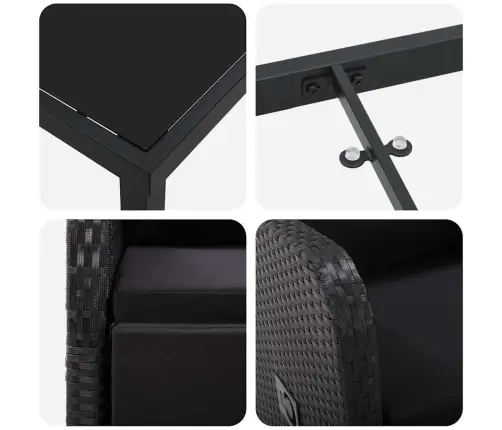 Sodo Valgomojo Komplektas Su Pagalve 5 Pcs Juoda Poliratanas