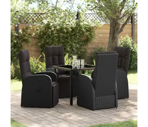 Sodo Valgomojo Komplektas Su Pagalve 5 Pcs Juoda Poliratanas