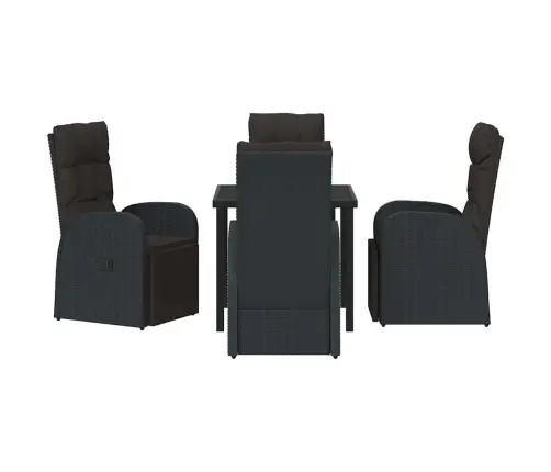 Sodo Valgomojo Komplektas Su Pagalve 5 Pcs Juoda Poliratanas