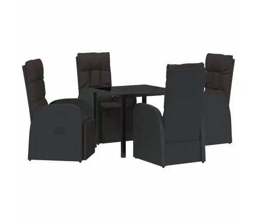 Sodo Valgomojo Komplektas Su Pagalve 5 Pcs Juoda Poliratanas