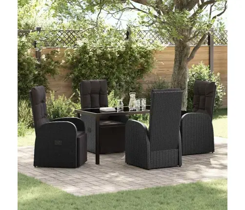 Regulējamie Dārza Krēsli 5 Pcs Melna 140 X 70 X 73 Cm Vidaxl