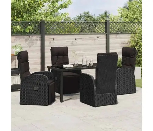 Regulējamie Dārza Krēsli 5 Pcs Melna 140 X 70 X 73 Cm Vidaxl