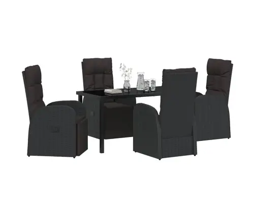 Regulējamie Dārza Krēsli 5 Pcs Melna 140 X 70 X 73 Cm Vidaxl