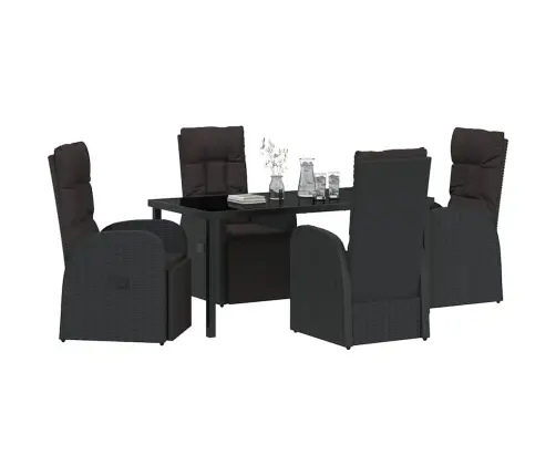 Regulējamie Dārza Krēsli 5 Pcs Melna 160 X 80 X 73 Cm Vidaxl