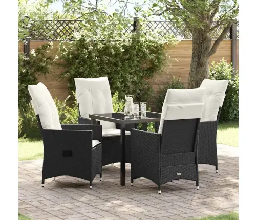 Sodo Valgomojo Komplektas Su Pagalve 5 Pcs Juoda Poliratanas