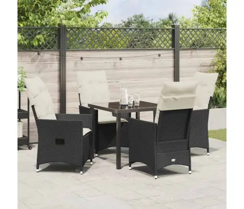 Sodo Valgomojo Komplektas Su Pagalve 5 Pcs Juoda Poliratanas