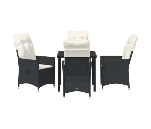 Sodo Valgomojo Komplektas Su Pagalve 5 Pcs Juoda Poliratanas