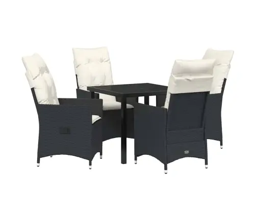 Sodo Valgomojo Komplektas Su Pagalve 5 Pcs Juoda Poliratanas