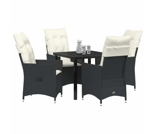 Sodo Valgomojo Komplektas Su Pagalve 5 Pcs Juoda Poliratanas