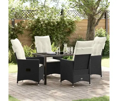 5 Daļu Dārza Maltīšu Komplekts Ar Spilveniem, Melns Poliratan. Vidaxl