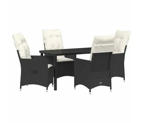 5 Daļu Dārza Maltīšu Komplekts Ar Spilveniem, Melns Poliratan. Vidaxl